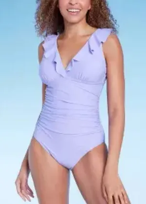 Swimsuit shade & shore Lavender NEW purple 16 Ruffle One Piece thumbnail 1