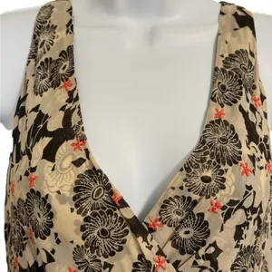 NOUGAT London 100% Silk Floral‎ Ruched Midi Dress Brown Cream Coral Dress EUC 2 thumbnail 3