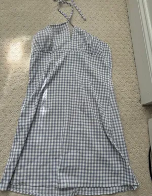 Cross Neck Plaid Lilac and White Mini Dress for Sorority Recruitment and LSU Game Days thumbnail 4