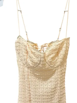 House of CB Elinor Cream Tea Frill Lace Corset Lace Up Style Midi Dress Size: XS thumbnail 5