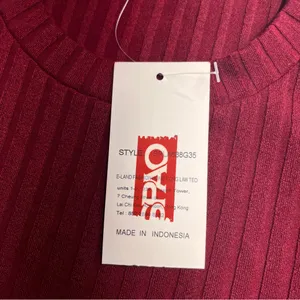 NWT Spao top Korean brand women’s ribbed shirt medium burgundy‎ top stretch thumbnail 9