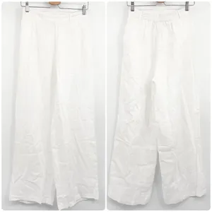 Vitamin A Womens Tallows White 100% Linen Coastal Beachy Wide Leg Pants Size M thumbnail 2