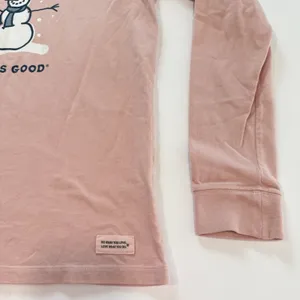 Life is Good Pink Snowman Chill Crew Neck Long Sleeve Crusher‎ Tee LARGE thumbnail 3