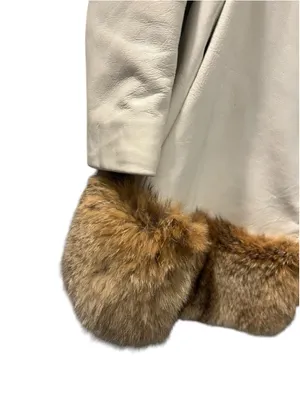 Rare Vintage 70s Back Street White Leather Penny Lane Coat Real Fur Trim Size 8 thumbnail 4