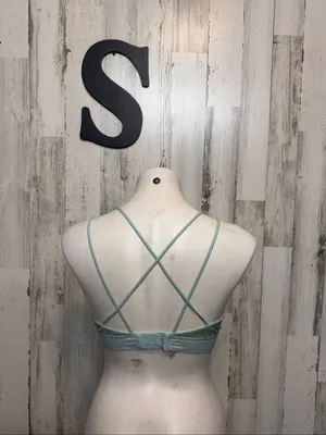 Victoria's Secret PINK Mint Green Glitter Metallic Bralette Womens S Bra Top thumbnail 3