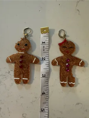 Betsey Johnson Holiday Gingerbread Glitter Earrings - Gold Gingerbread Couple thumbnail 4