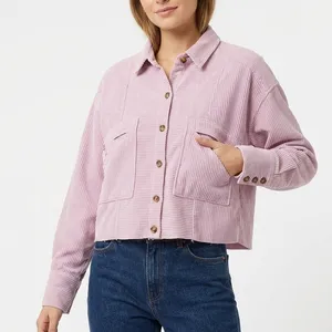 BDG‎ Urban Outfitters Pink Corduroy Cropped Jacket Women’s Large Button Front thumbnail 1