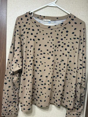 entro Tan Crewneck Sweater with Black Spot Print thumbnail 1