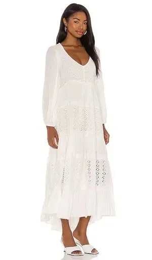 Free People Mockingbird White Eyelet Tiered Maxi Dress thumbnail 16