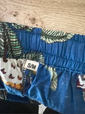 Block Print India Jungle Safari Blue Printed Pull-On Pajama Lounge Shorts S/M thumbnail 2