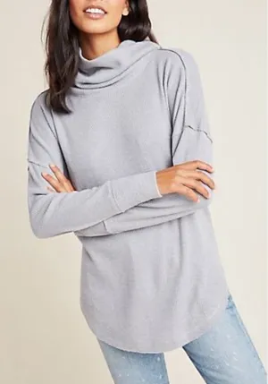 MAEVE BY ANTHROPOLOGIE Ainsley Thermal Turtleneck Sweater In Grey thumbnail 1