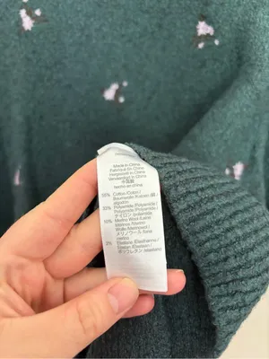 Madewell Embroidered Cross Stitch Floral Sweater Green thumbnail 5