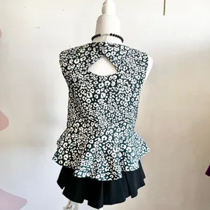 Teal Leopard Peplum Top, Y2K Inspired, Retro,‎ Boho, Bohemian, Small thumbnail 3