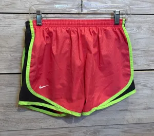 Nike Dri-FIT Tempo Running Shorts Women Small Pink Black Neon Green Athletic thumbnail 1