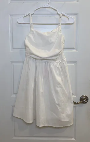 NWT Hello Molly White Cotton Mini Dress Tie Back Sundress Size 6 M thumbnail 1