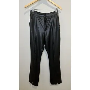 Abercrombie & Fitch Faux Leather Pants Women 6S Black Ultra High Rise Slit Hem thumbnail 2