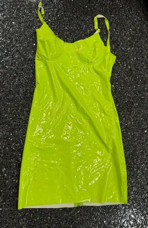 Women’s Small Neon Green Spaghetti Strap Spandex Like Dress thumbnail 1