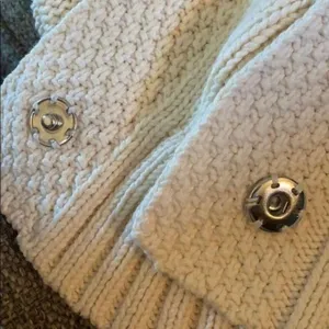 Vintage GoFish Cream Cable Knit Button Up Cardigan Sweater Large Buttons XL thumbnail 4