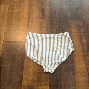 Albion Fit High Waisted Bikini Bottoms Blue White Stripe Size Small thumbnail 3