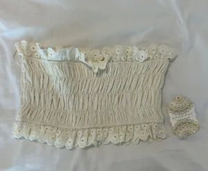 Altar'd State Cream Lace Crop Top thumbnail 1