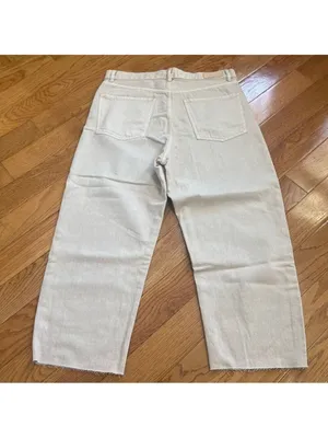 MANGO MNG Denim Rachel High Rise Loose Fit Crop Barrel Jeans - Beige US 12 thumbnail 8