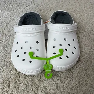 CROCS Classic Clog in White with Gray Lining thumbnail 1