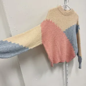 Mango MNG Colorblock Chunky Knit Sweater Large Pink Blue Crew Neck‎ Pullover thumbnail 6
