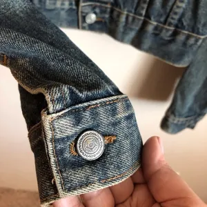 Vintage Bulldog Denim Trucker Jacket Distressed‎ Blue Western Cowgirl Jean Coat thumbnail 6