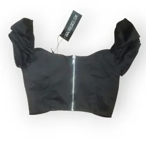 DOLLS KILL CURRENT MOOD joy‎ is fleeting black silver butterfly crop top xs nwt thumbnail 6