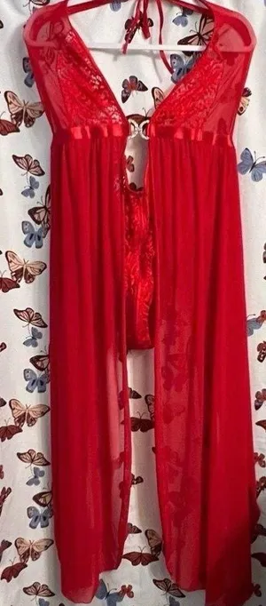 ❗️Clearance last chance❗️ Elegant Red Lace Lingerie one piece thumbnail 1