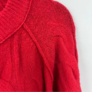 Aerie Vibrant Red Cable Knit Sweater size M oversized unisex thumbnail 11