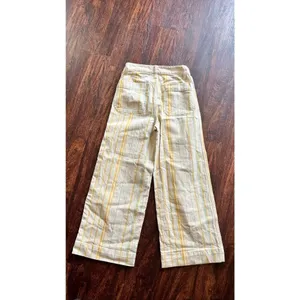 Madewell Emmett Wide-Leg Crop Pants Striped White Yellow Blue Denim Jeans Size 2 thumbnail 5