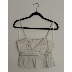 Zara Embroidered Peplum Top Beige/ Cream Size S New with Tags Women’s thumbnail 3