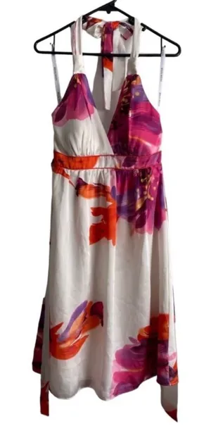 BISOU BISOU Michele Bohbot White/Pink/Orange Dress Size‎ 4 thumbnail 1