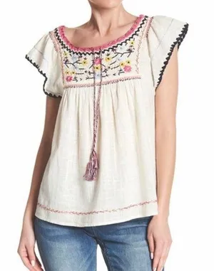 BanJara Embroidered Peasant top S thumbnail 1