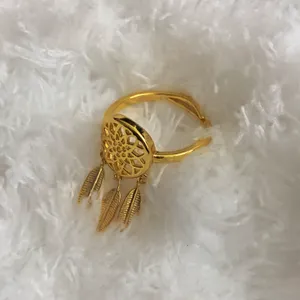 Handmade Dream Catcher Statement Ring Gold thumbnail 3