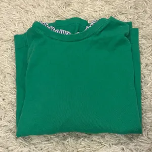 J. Crew Vibrant Green Sweater with Striped Trim thumbnail 1