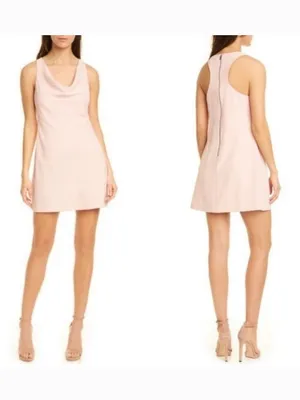 Alice + Olivia Harmony Racerback Cowl Neck A-Line Sleeveless Mini Dress Blush 4 thumbnail 2