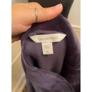 Garnet Hill Velour Knit Turtleneck Cowl Neck Pullover Top Blue Grey Cotton Modal thumbnail 6