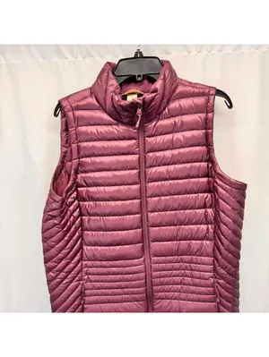 Duluth Burgundy Quilted Puffer Duck Down Long Vest L Collar Layering Cabincore thumbnail 2