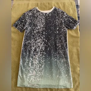 Zara sequins Gradient Short Sleeve t-shirt Dress summer party wedding casual M thumbnail 2