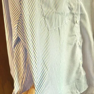 NEW Adora Oversized M Striped Shirt Lantern Sleeves‎ Blue White thumbnail 8