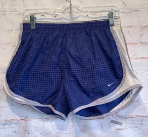 Nike Women's Purple-Blue Athletic Running Shorts White Trim dri fit Med lined thumbnail 1