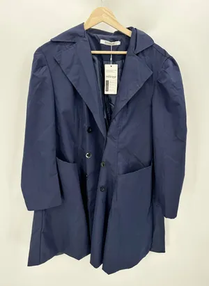 Meaneor Women Navy Blue Double Breasted Lightweight Jacket XXL‎ Trench Coat thumbnail 1
