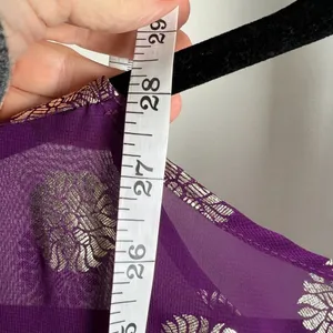 Francesca's Purple Sheer Metallic Silver Sunburst Blouse Large thumbnail 8