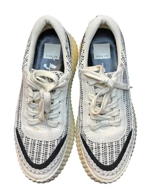 Dolce Vita Dannis Shoes Womens Size 8 White Woven Platform Low Top Sneakers‎ thumbnail 1