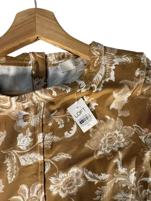 LOFT Womens XS Brown Floral A-Line Dress NWT Cottagecore 90s Butter Mom Fall thumbnail 9
