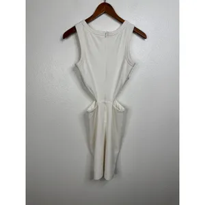 Sabo Skirt White Textured Cut Out Mini Dress Womens Size‎ XS Sleeveless Bodycon thumbnail 2