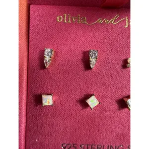 NEW IN BOX Olivia And Jackson 4 Earrings Set 925 Silver Cubic Zirconia Opalite thumbnail 8