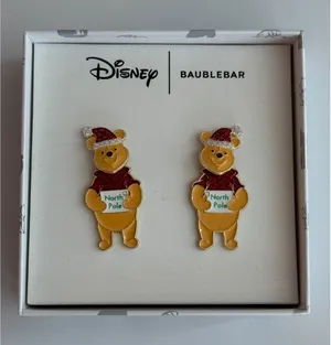 BaubleBar nwt Disney Winnie the Pooh Holiday Earrings - Christmas North Pole thumbnail 1
